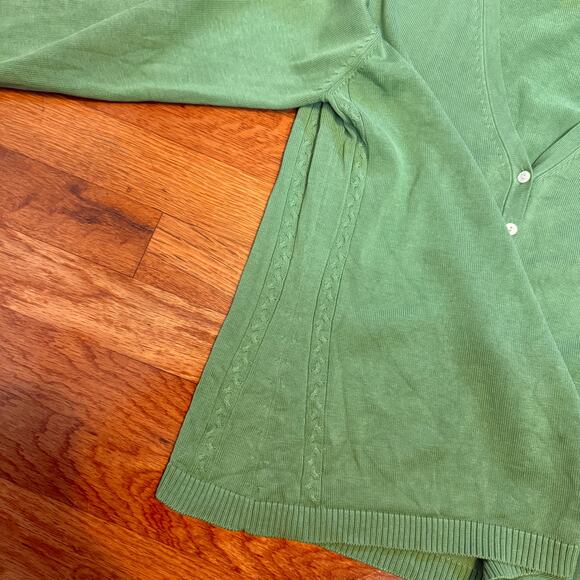 Brooks Brothers Women’s XL Silk Cotton Green Button Long Sleeve Cardigan Preppy - Picture 9 of 10